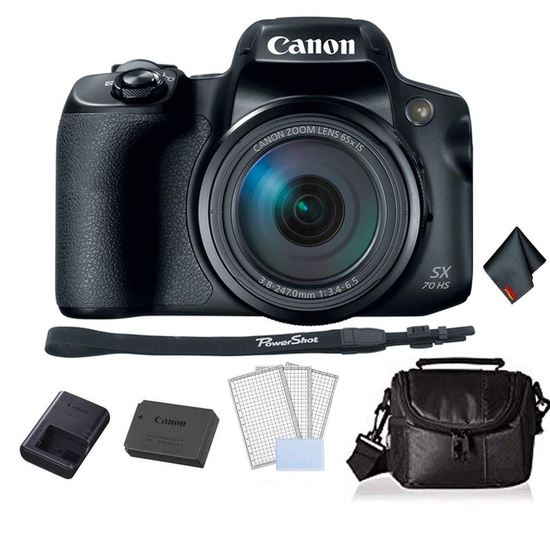 Canon PowerShot SX70 HS Digital Camera Bundle with Carrying Case + LCD Screen Protectors and More -International Version - Used