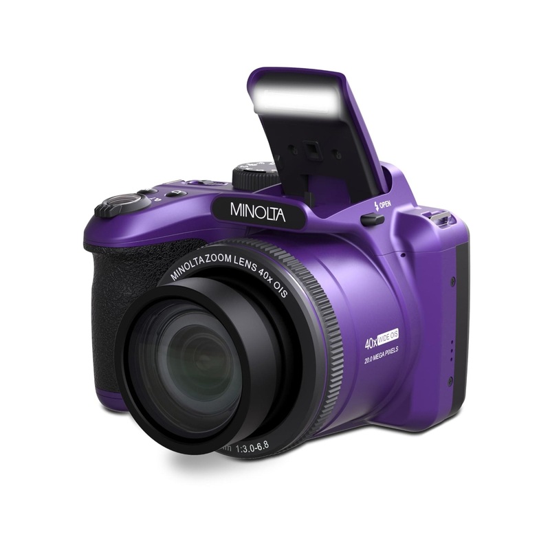 Minolta 20 Mega Pixels 40x Optical Zoom Digital Camera with 1080p FHD Video, Purple