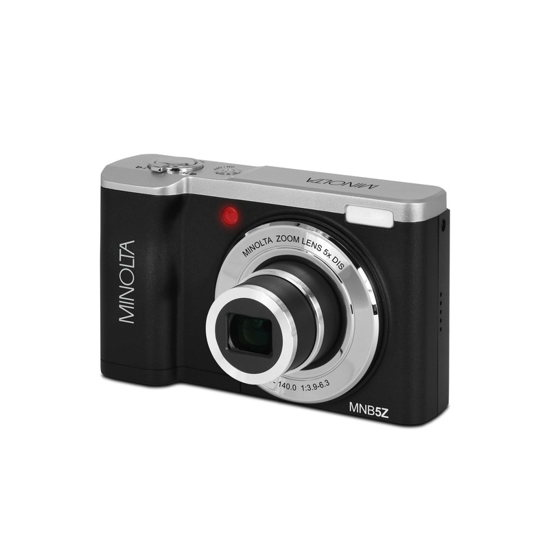 Minolta 56 Mega Pixels Dual Lens Point & Shoot Digital Camera with 5X Optical Zoom & 5K Ultra HD Video, Black