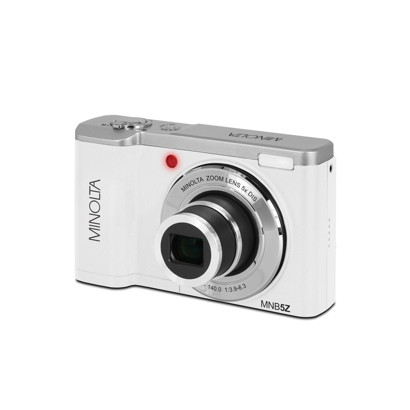 Minolta 56 Mega Pixels Dual Lens Point & Shoot Digital Camera with 5X Optical Zoom & 5K Ultra HD Video, White