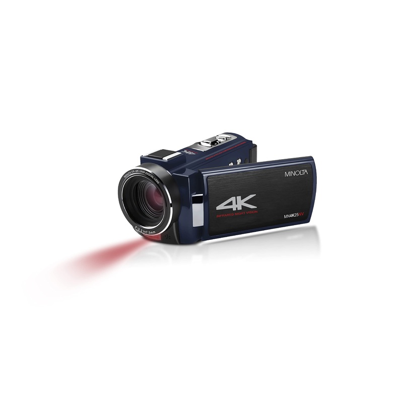 Minolta MN4K25NV 4K Ultra HD 30 MP Night Vision Camcorder (Blue), (MN4K25NV-W-BL)