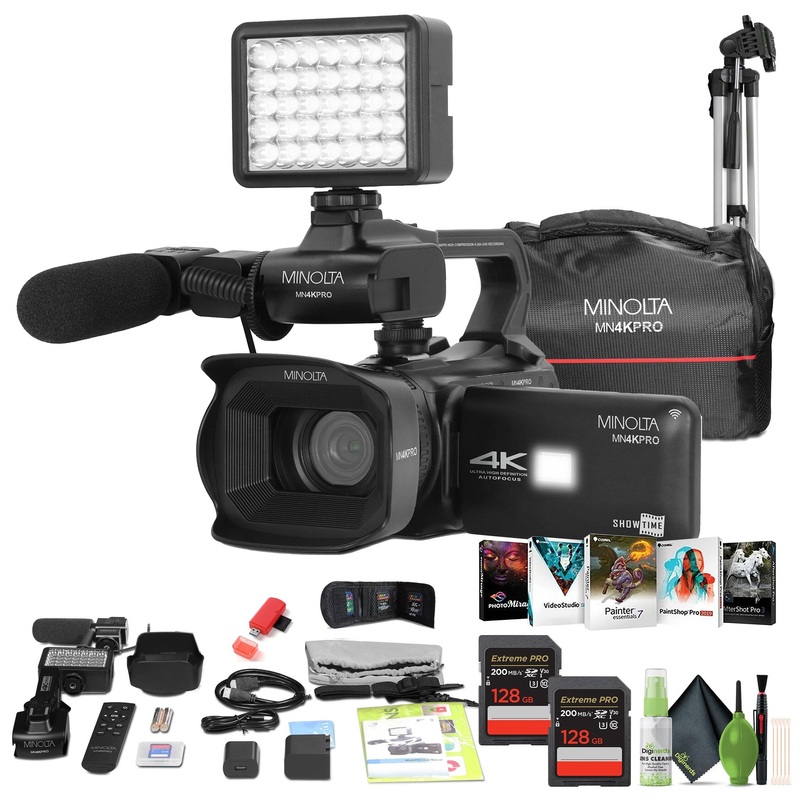 Minolta MN4KPRO UHD 4K60 Camcorder Kit,2x 128GB SDHC/SDXC UHS-I Card Memory Card