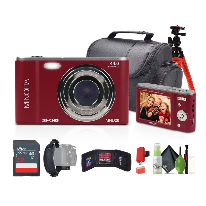 Minolta MND20 44 MP / 2.7K Ultra HD Digital Camera (Red)