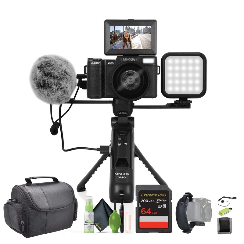 Minolta MND60V 64 MP Autofocus / 4K60FPS Ultra HD VLOG Camera Kit Bundle