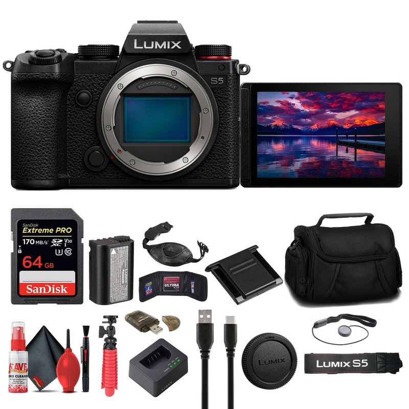 Panasonic Lumix S5 Mirrorless Camera + 64GB Memory Card + Bag Basic Bundle
