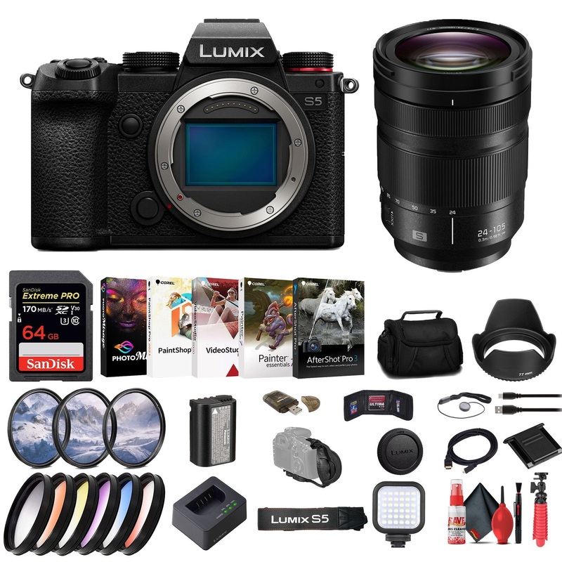Panasonic Lumix S5 Mirrorless Camera + Panasonic Lumix S 24-105mm Lens + More