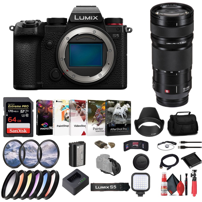 Panasonic Lumix S5 Mirrorless Camera + Panasonic Lumix S 70-200mm Lens + More