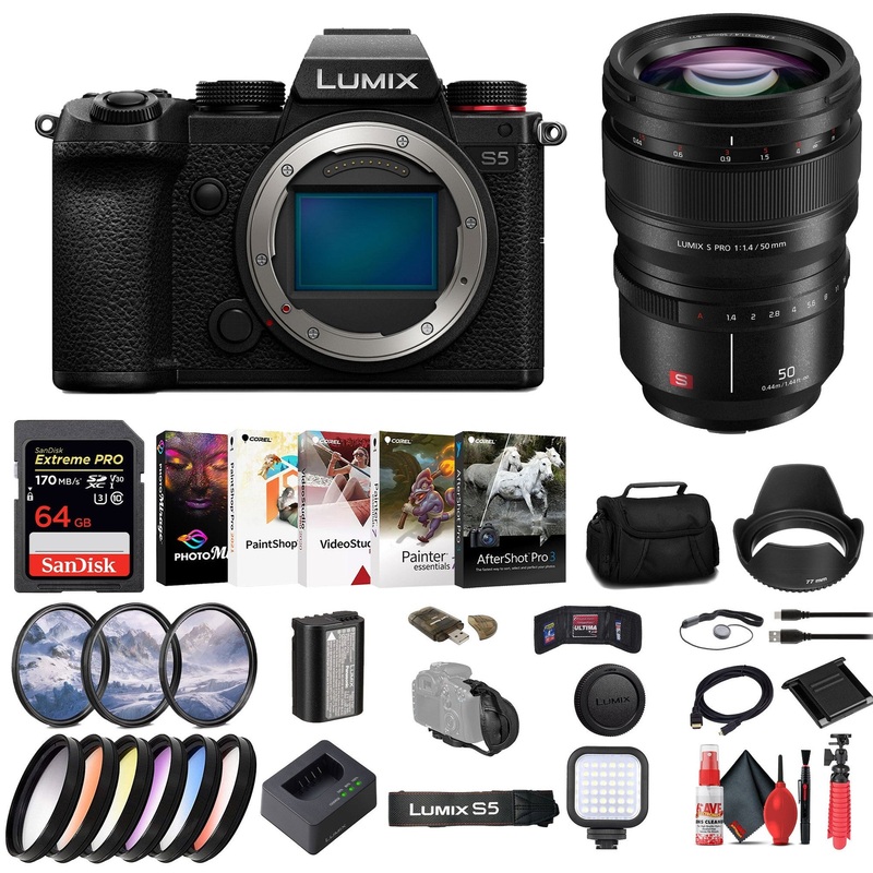 Panasonic Lumix S5 Mirrorless Camera + Panasonic Lumix S PRO 50mm Lens + More