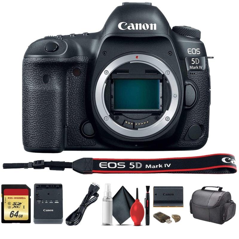Canon EOS 5D Mark IV DSLR Camera (1483C002) with 64GB Memory Card, Case, Cleaning Set and More - S - Reconditioned