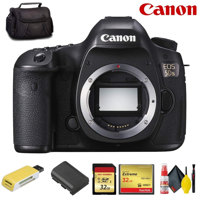 Canon EOS 5DS DSLR Camera (Body Only) (International Model) w/Essentials: 32GB SD Card + 32GB CF Card + Cleaning Kit + E