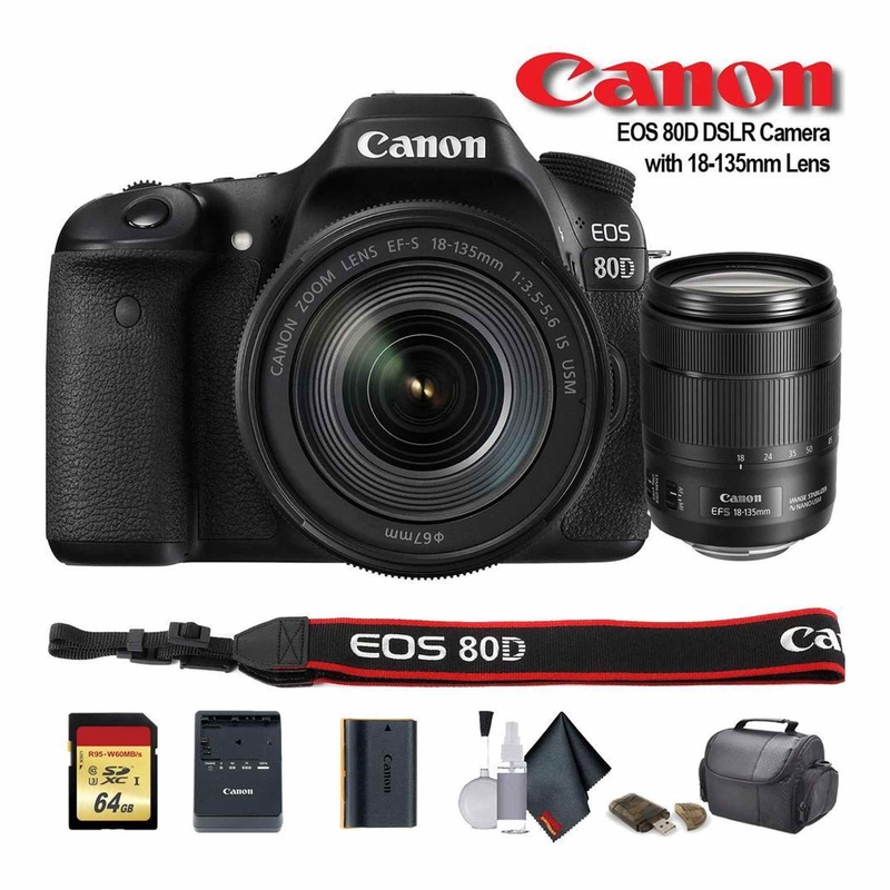 Canon EOS 80D DSLR Camera with 18-135mm Lens (1263C006) - Bundle