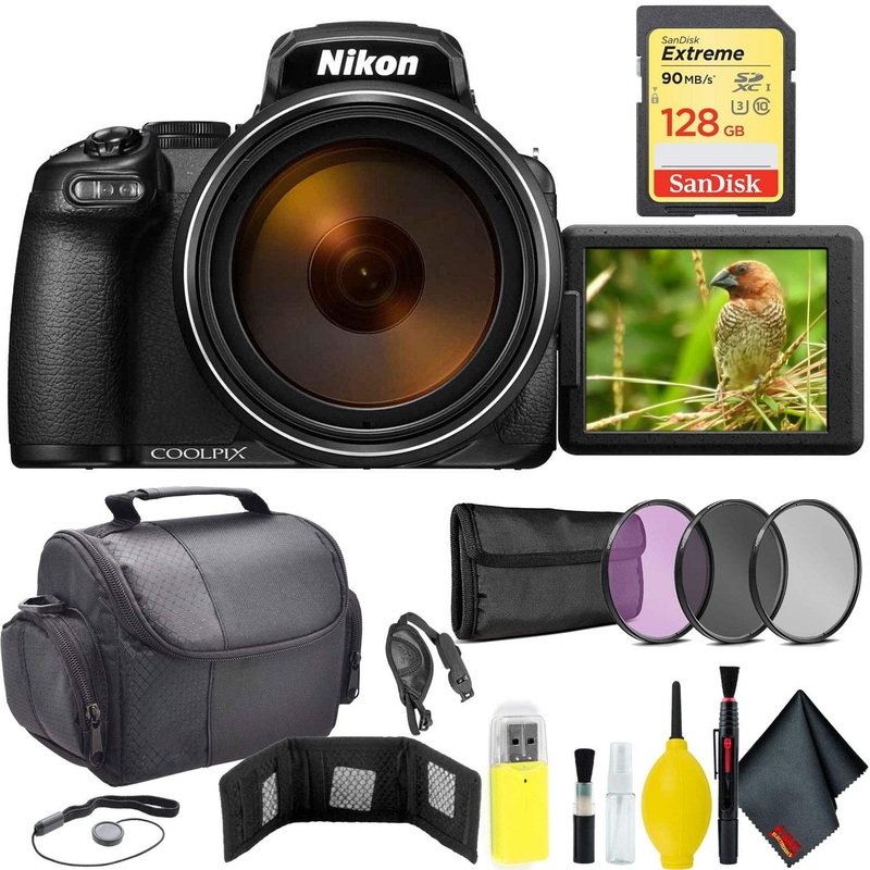 Nikon COOLPIX P1000 Digital Camera + 128GB Sandisk Extreme Memory Card Travel Bundle International Model