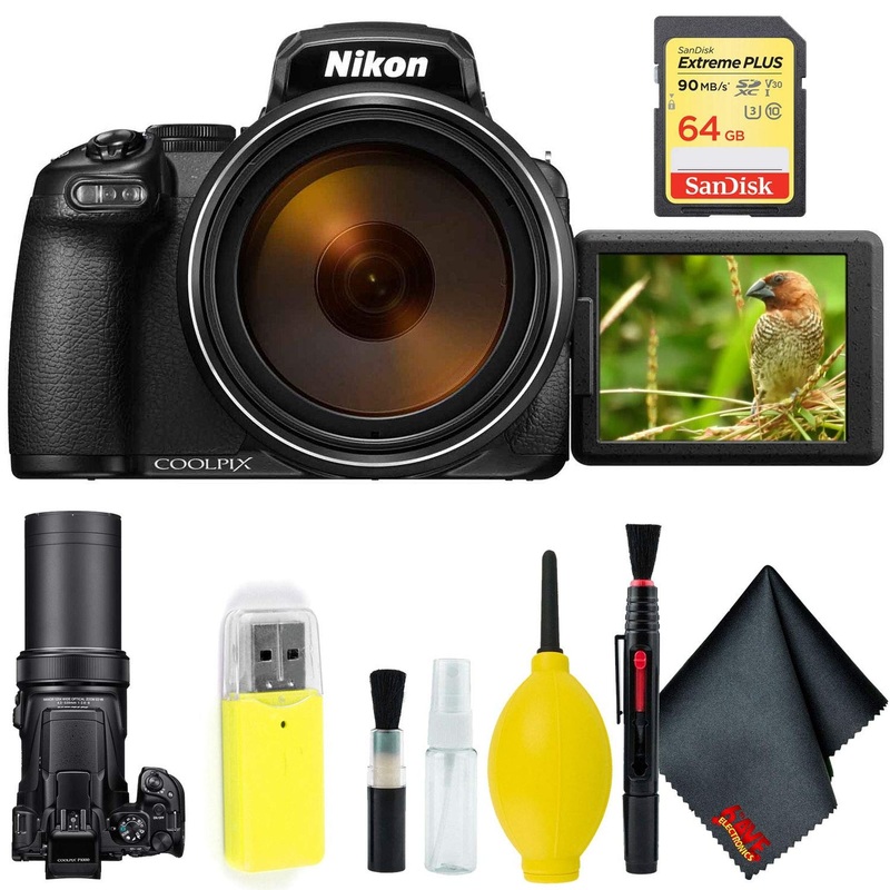 Nikon COOLPIX P1000 Digital Camera + 64GB Sandisk Extreme Memory Card Base Bundle International Model