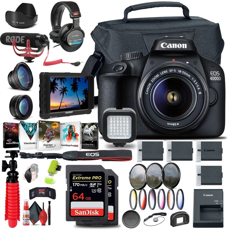 Canon EOS 4000D / Rebel T100 DSLR Camera with 18-55mm Lens + 4K Monitor Extreme Bundle