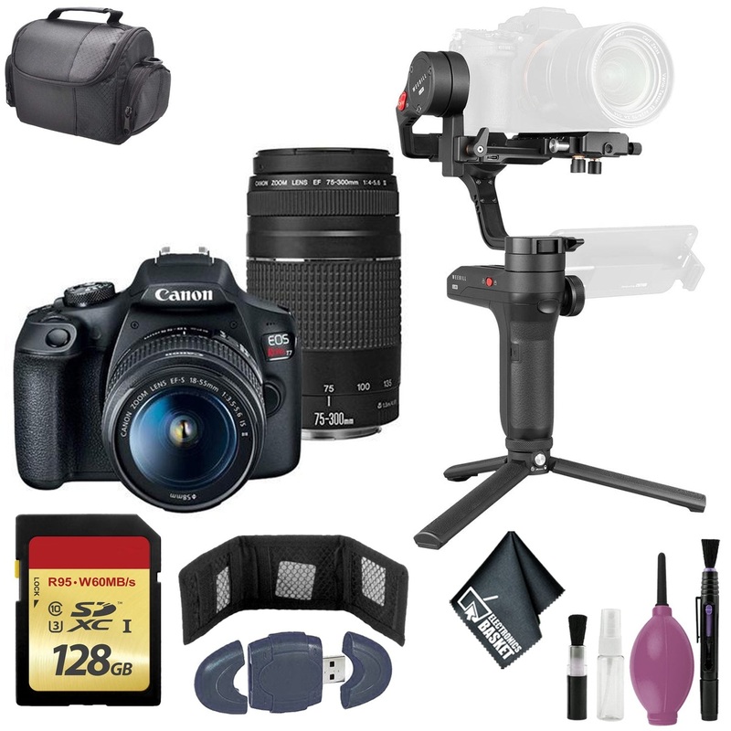 Zhiyun-Tech WEEBILL LAB Handheld Stabilizer - EOS Rebel T7 EF-S 18-55mm + 75-300 + BAG BUNDLE - 128GB Case
