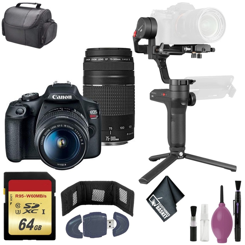 Zhiyun-Tech WEEBILL LAB Handheld Stabilizer - EOS Rebel T7 EF-S 18-55mm + 75-300 + BAG BUNDLE - 64GB Case