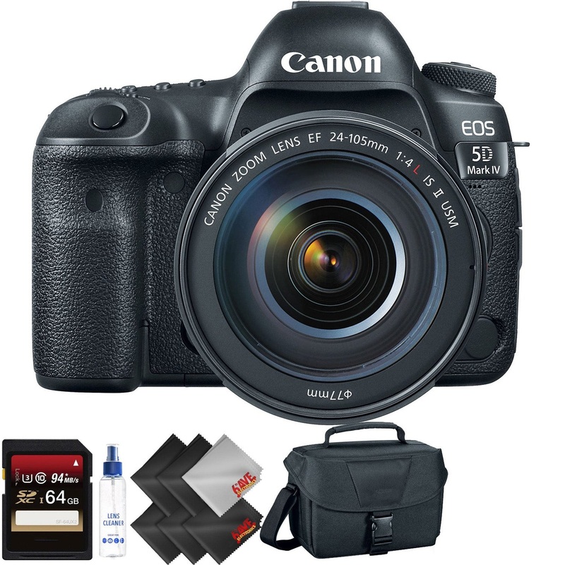 Canon EOS 5D Mark IV DSLR Camera with 24-105mm f/4L II Lens + 64GB Memory Card + 2 Year Accidental Warranty