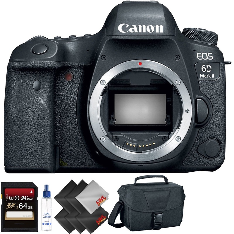 Canon EOS 6D Mark II DSLR Camera (Body Only) + 64GB Memory Card + 1 Year Warranty Base Bundle