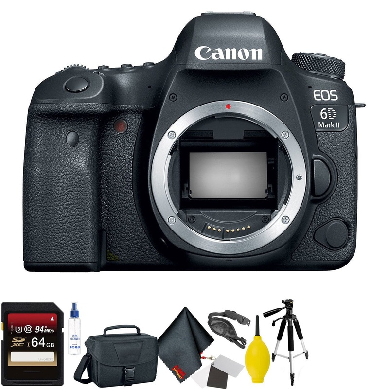 Canon EOS 6D Mark II DSLR Camera (Body Only) + 64GB Memory Card + Mega Accessory Kit + 1 Year Warranty Advanced Bundle