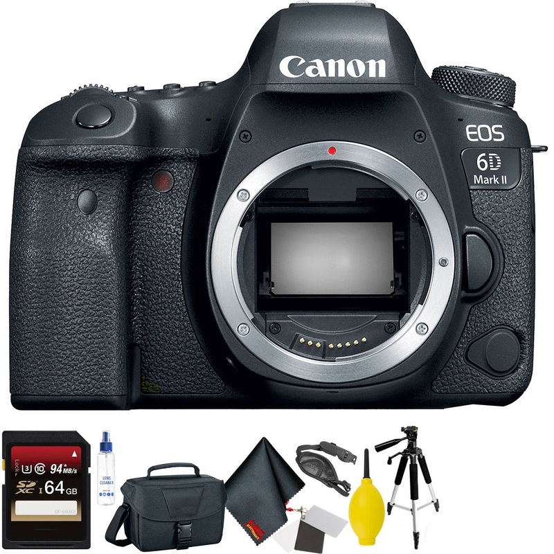 Canon EOS 6D Mark II DSLR Camera (Body Only) + 64GB Memory Card + Mega Accessory Kit + 1 Year Warranty Base Bundle