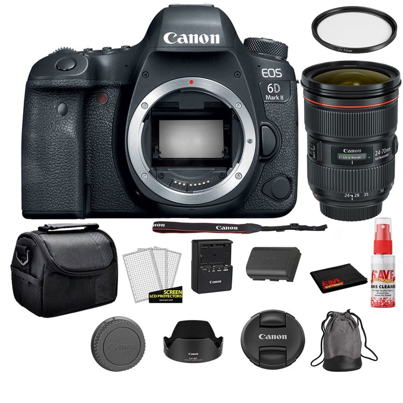 Canon EOS 6D Mark II 26.2MP Full Frame Digital SLR Camera (Body) 1897C002 Bundle Kit with Canon EF 24-70mm f/2.8L II USM Lens + More