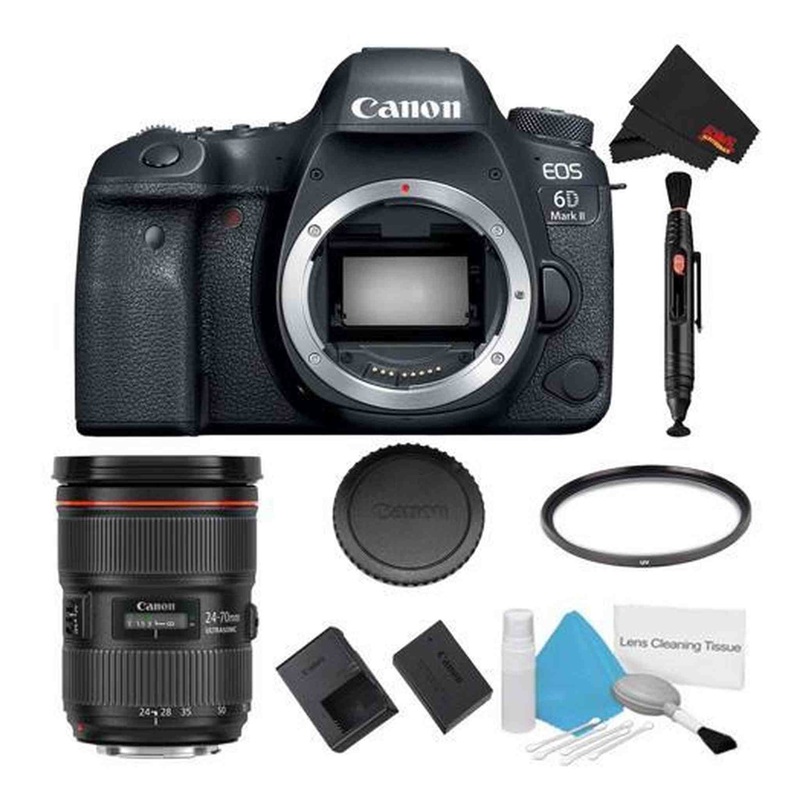 Canon EOS 6D Mark II DSLR Camera (Body Only) Basic Filter Bundle + Bonus Canon EF 24-70mm f/2.8L II USM Lens - Internati