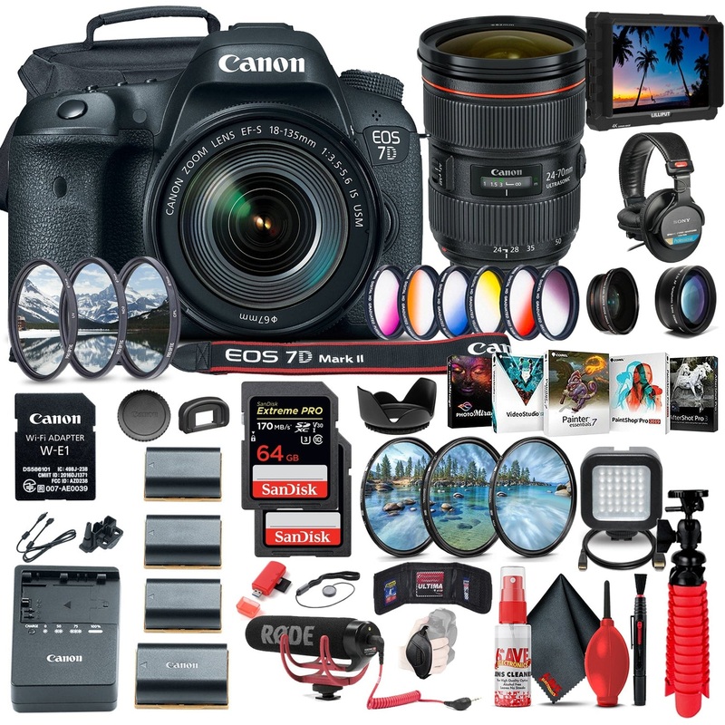 Canon EOS 7D Mark II DSLR Camera W/ 18-135mm f/3.5-5.6 IS USM Lens & W-E1 Innovative Bundle