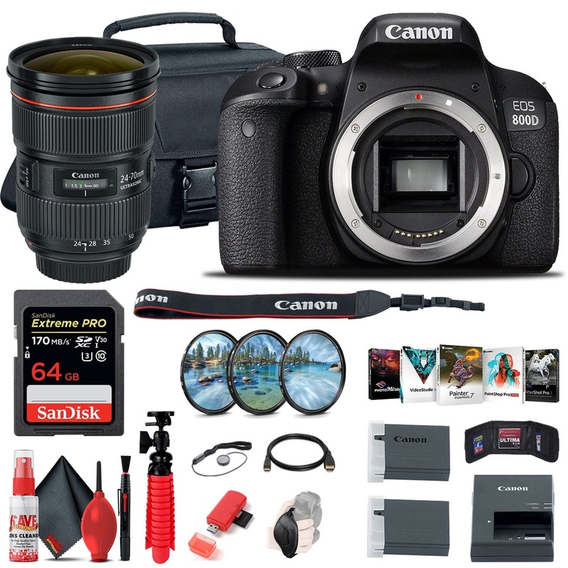 Canon EOS Rebel 800D / T7i DSLR Camera (Body Only) + EF 24-70mm Lens Advanced Bundle
