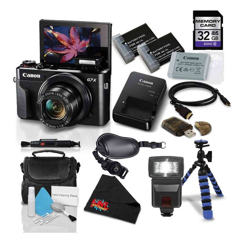 Canon PowerShot G7 X Mark II Digital Camera 1066C001 (International Model) Bundle with 32GB Memory Card + Flexible Tripod