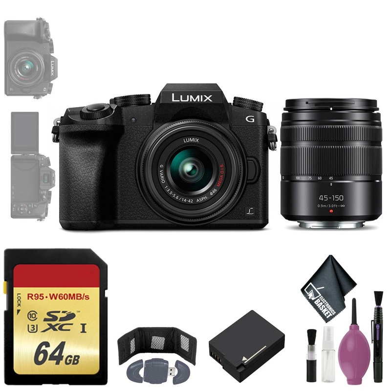Panasonic Lumix DMC-G7 Mirrorless Micro Four Thirds Digital Camera w/ 14-42mm & 45-150mm Lenses (Black) - Battery