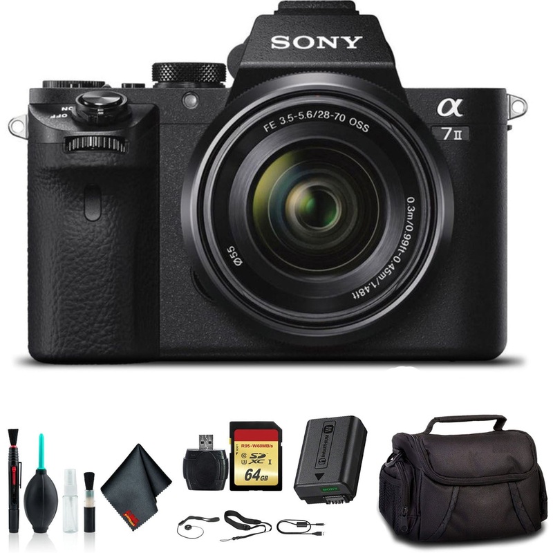 Sony Alpha a7 II Mirrorless Camera with FE 28-70mm f/3.5-5.6 OSS Lens ILCE7M2K/B With Soft Bag, 64GB Memory Card, Card Reader , Plus Essential Accessories