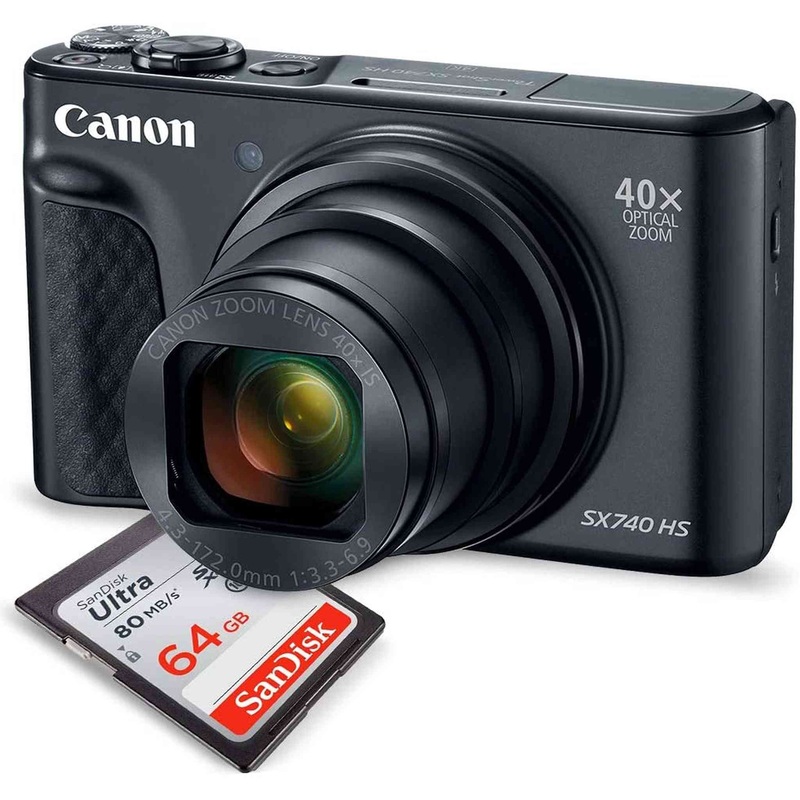 Canon PowerShot SX740 HS Digital Camera (Black)  64GB Bundle