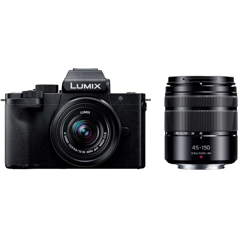 Panasonic LUMIX G100 4k Mirrorless Camera for Photo and Video, Built-in Microphone with Tracking, Micro Four Thirds Interchangeable Lens System, 12-32mm + 40-150mm Lenses , 5-Axis Hybrid I.S., DC-G100DW/W (Black) - Used