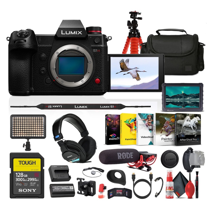 Panasonic Lumix S1H Full Frame Digital Mirrorless Video Camera + Mic + Monitor + More