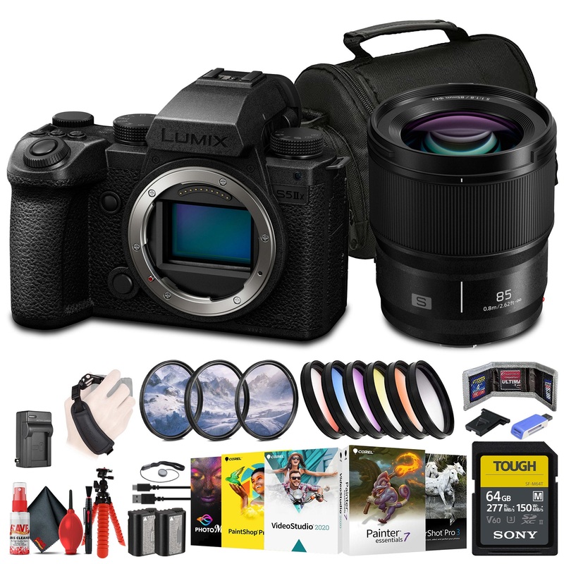 Panasonic Lumix S5 IIX Mirrorless Camera + Panasonic Lumix S 85mm Lens + 64GB Card + More