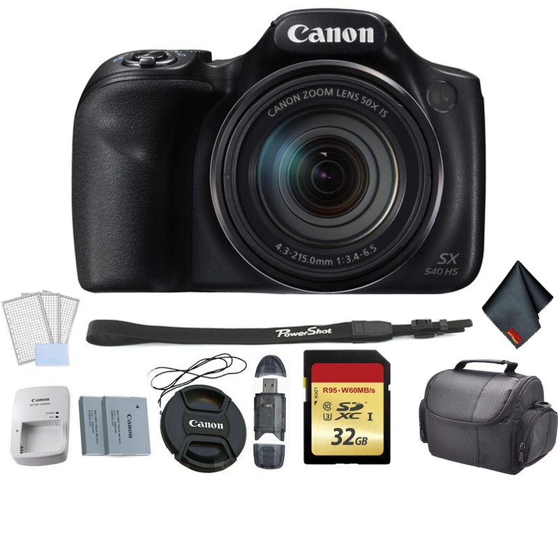 Canon PowerShot SX540 HS Digital Point and Shoot Camera Bundle with Replacement Battery + 32GB Memory Card + LCD Screen