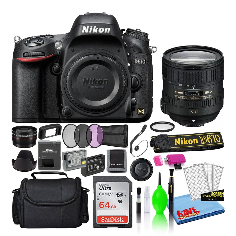 Nikon D610 Digital Camera with 24-85mm Lens (1540) + 64GB SD Card + Bag (Intl)
