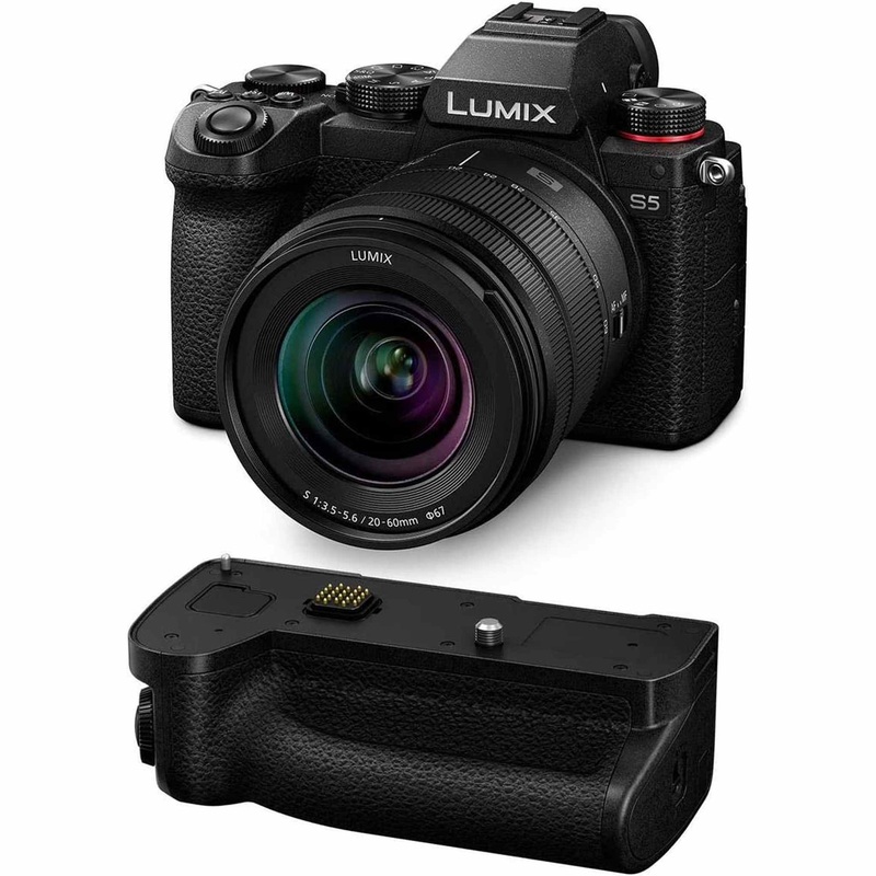 Panasonic Lumix DC-S5 Mirrorless Digital Camera with Lumix S 20-60mm f/3.5-5.6 L-Mount Lens DMW-BGS5 Battery Grip