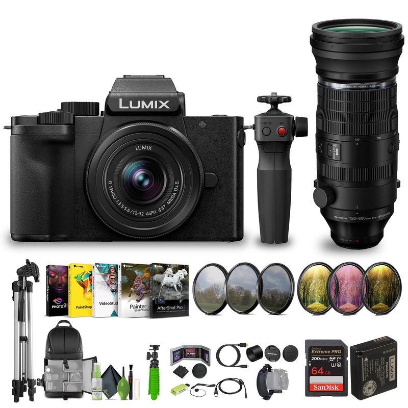 Panasonic Lumix G100D 4K Mirrorless Camera, Tripod Grip, Vlogging Kit Bundle