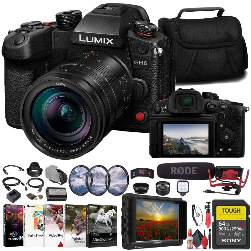 Panasonic Lumix GH6 Mirrorless Camera W/ 12-60mm f/2.8-4 Lens + 4K Monitor + More - Reconditioned