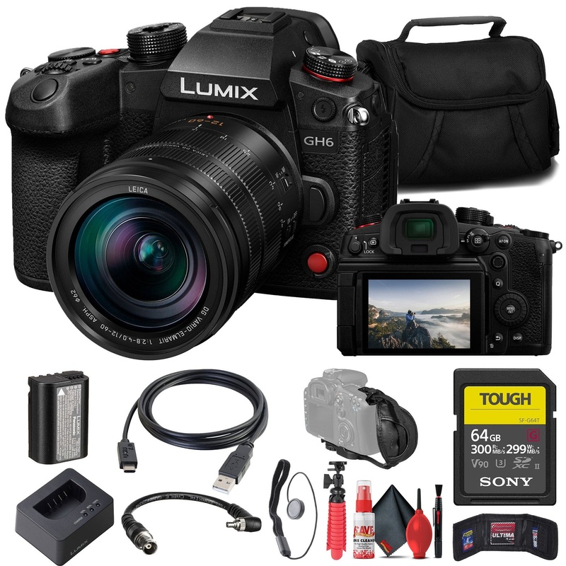 Panasonic Lumix GH6 Mirrorless Camera W/ 12-60mm f/2.8-4 Lens + 64GB Card + More - Reconditioned