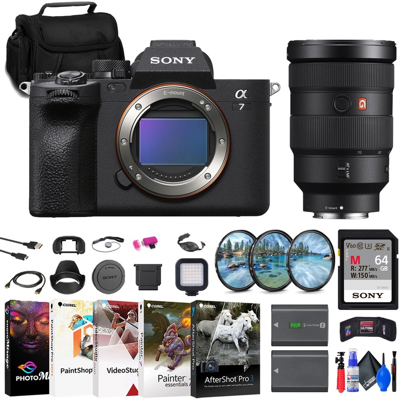 Sony a7 IV Mirrorless Camera + Sony FE 2470 Lens + 64GB Card + More