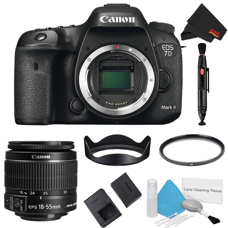Canon EOS 7D Mark II DSLR Camera Body Only Basic Filter Bundle w/ 18-55mm Lens (International Model)