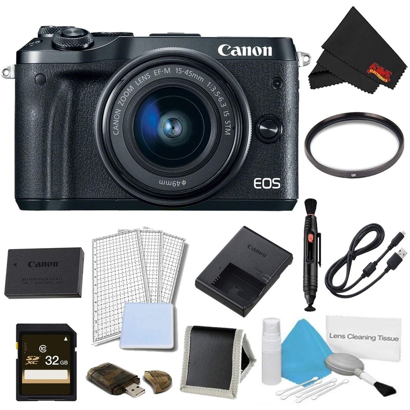 Canon EOS M6 Mirrorless Digital Camera with 15-45mm Lens (Black) Advanced Bundle - International Model
