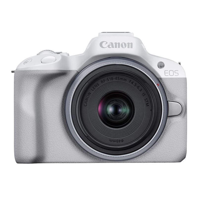 Canon EOS R50 Mirrorless Vlogging Camera (White) w/RF-S18-45mm F4.5-6.3 is STM Lens, 24.2 MP, 4K Video, Subject Detection & Tracking, Compact, Smartphone Connection, Content Creator