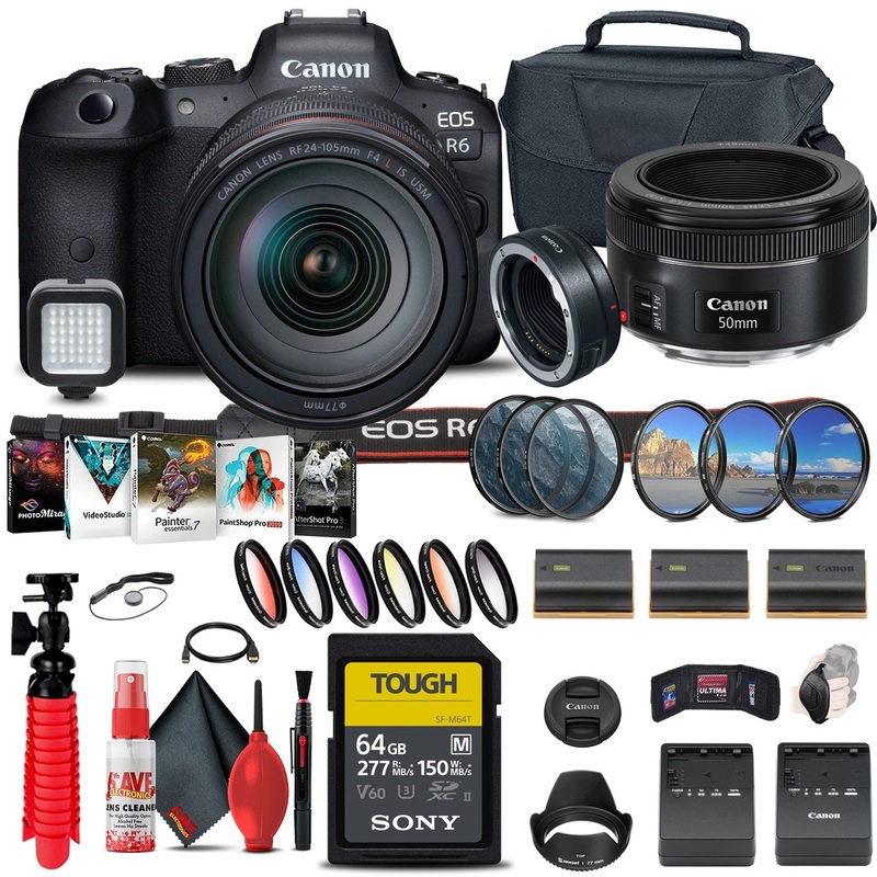 Canon EOS R6 with 24-105mm f/4L Lens Flash bundle
