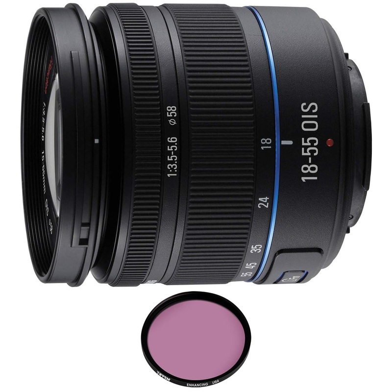 Samsung 18-55mm f/3.5-5.6 OIS Compact Zoom Lens (Black) with Pro Filter (Certified Refurbished) - Reconditioned