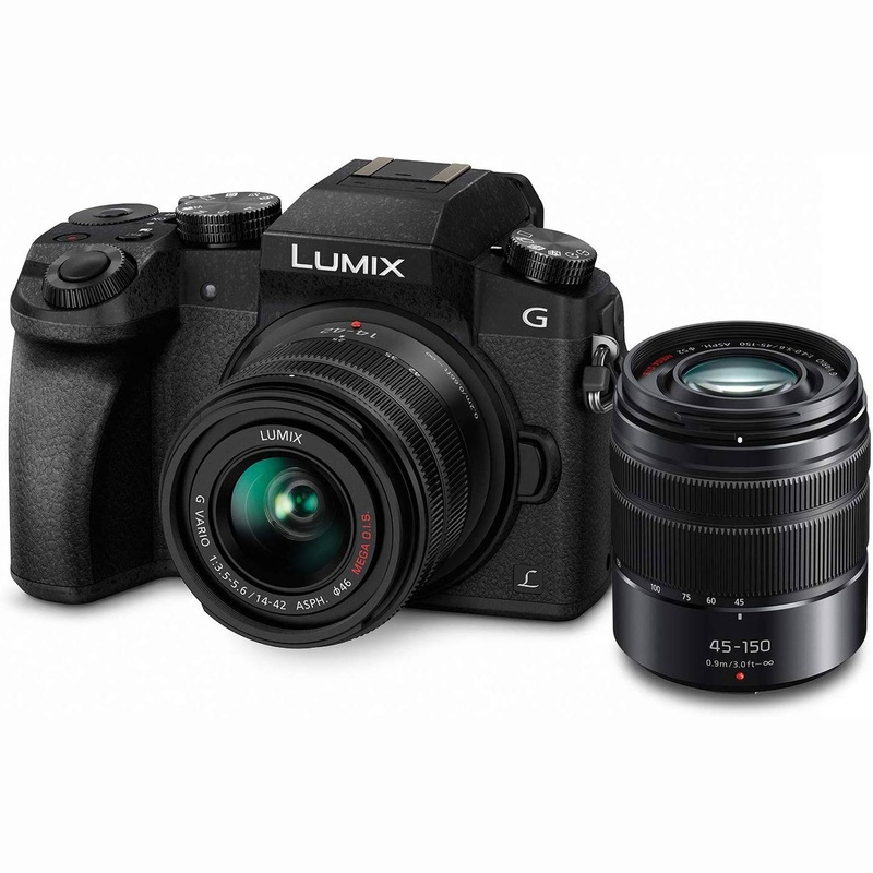 PANASONIC LUMIX G7 4K Digital Mirrorless Camera Bundle with LUMIX G Vario 14-42mm and 45-150mm Dual Lens Kit - Reconditioned
