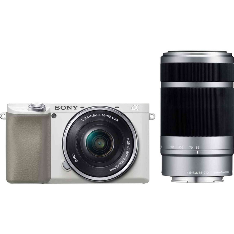 Sony Alpha a6100 24.2MP Mirrorless Camera - White (with 16-50mm and 55-210mm Lens) - Used