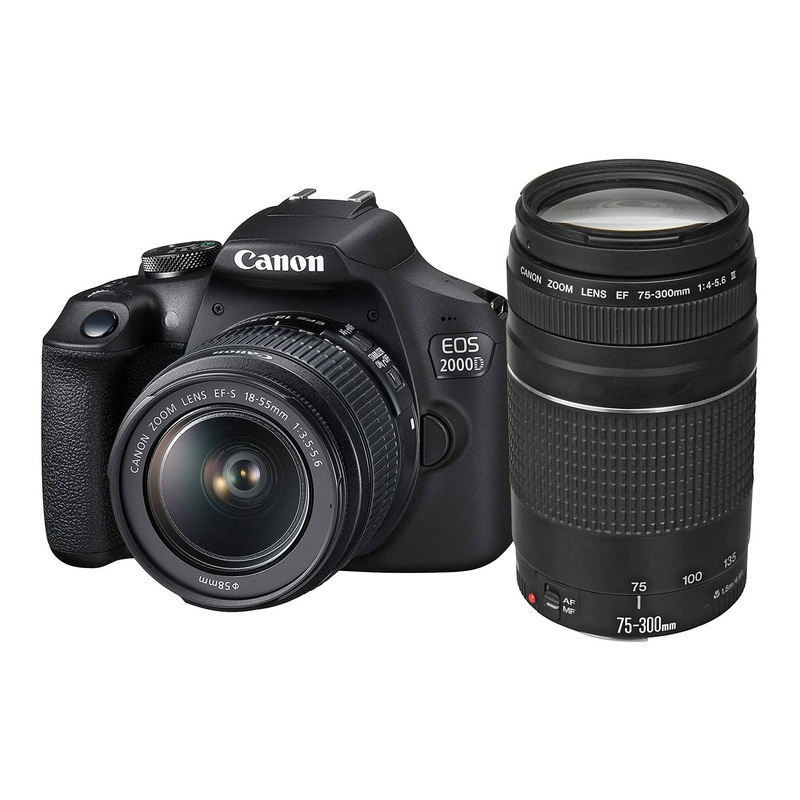 Canon EOS 2000d (Rebel T7) EF18-55mm + EF 75-300mm Double Zoom KIT